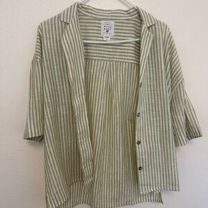 Billabong Olive and White Striped Shirt
